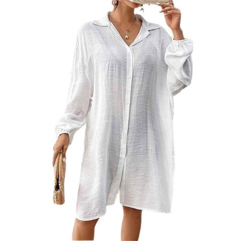 Tencel Slub Cotton Long-sleeved Shirt For Women CJDROPSHIPPING