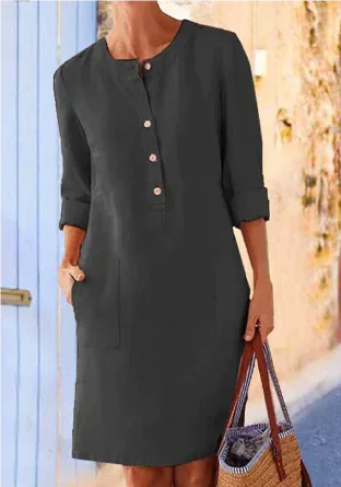 Spring New Plus Size Cotton Linen Dress ZENDROP
