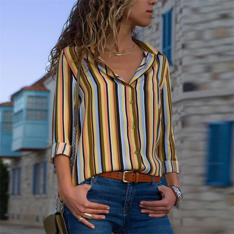 Women's Long Sleeve Chiffon Turtleneck Blouse