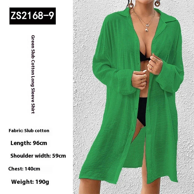 Tencel Slub Cotton Long-sleeved Shirt For Women CJDROPSHIPPING