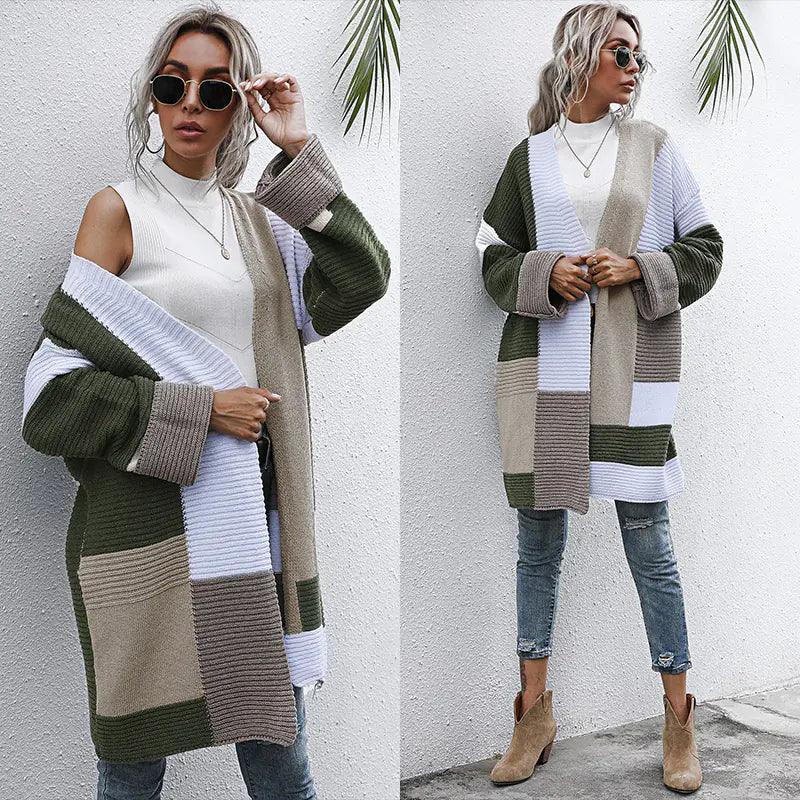 New Women's Knitted Cardigans in Color Matching Style ZENDROP