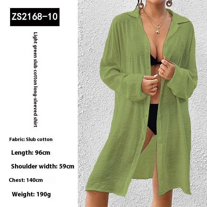 Tencel Slub Cotton Long-sleeved Shirt For Women CJDROPSHIPPING