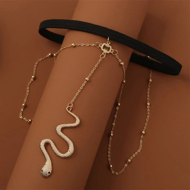 Bohemian Boho Gold Color Metal Beaded Chain Thigh Chain For Women Big Snake Pendants Leg Chain Body Jewelry Beach Style Gift CJDROPSHIPPING