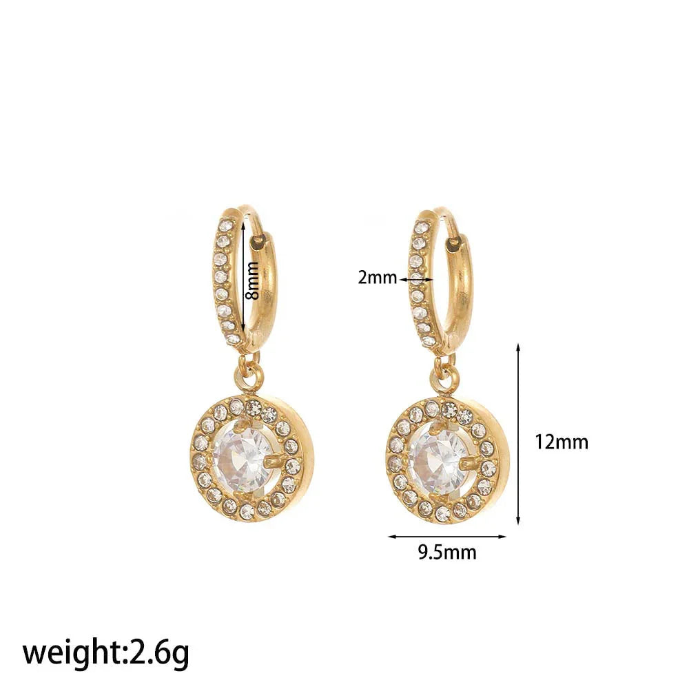 Red Style Light Luxury Rhinestone Zircon Stainless Steel Necklace Women's High-grade Earrings CJDROPSHIPPING