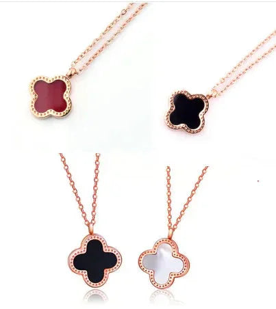 18K Rose Gold Lucky Double-Sided Clover Necklace ZENDROP