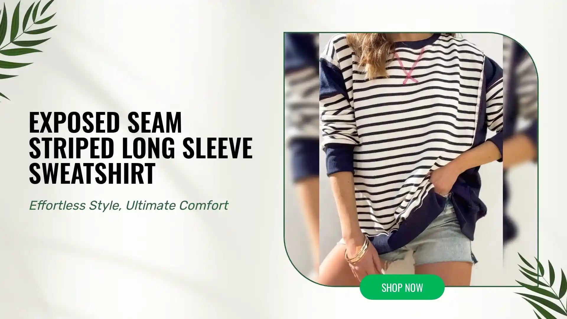 Exposed Seam Striped Long Sleeve Sweatshirt by@Outfy