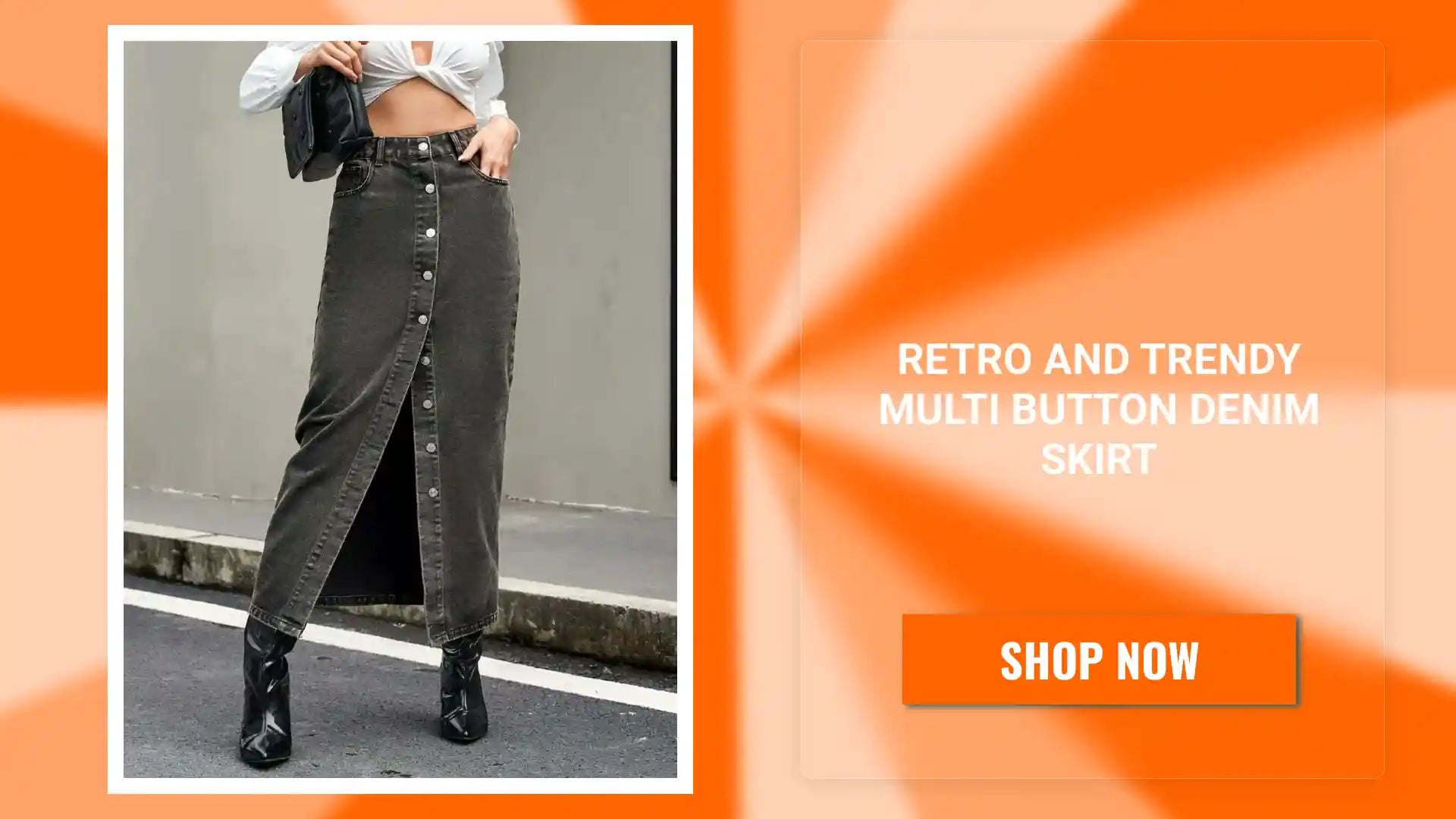 Retro and trendy multi button denim skirt by@Outfy