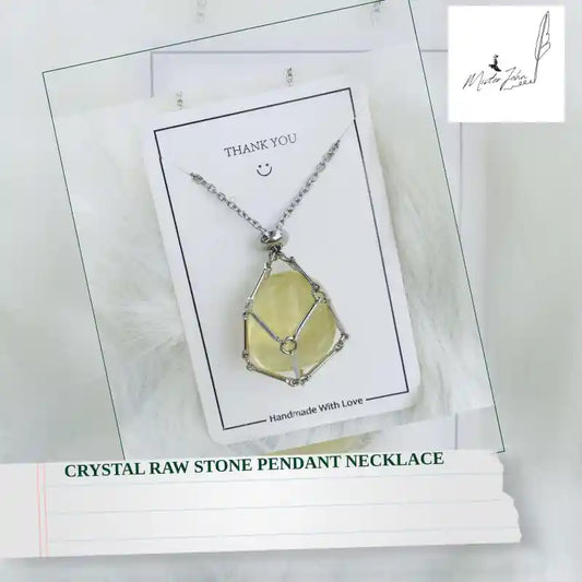 Crystal Raw Stone Pendant Necklace by@Outfy