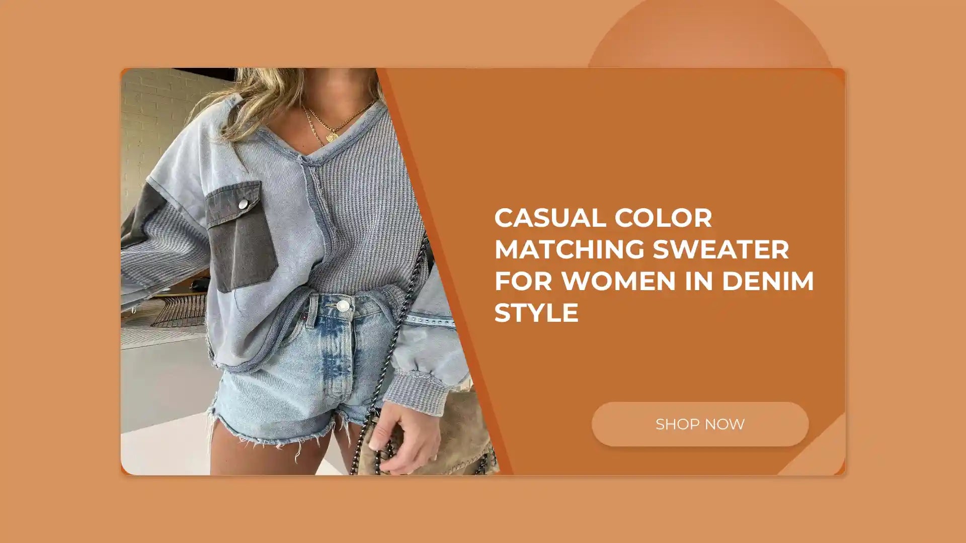 Casual Color Matching Sweater for Women in Denim Style by@Outfy