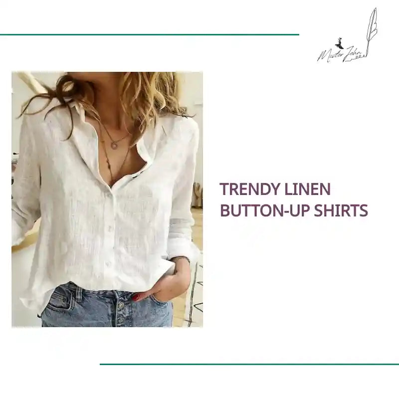 Trendy Linen Button-Up Shirts by@Outfy