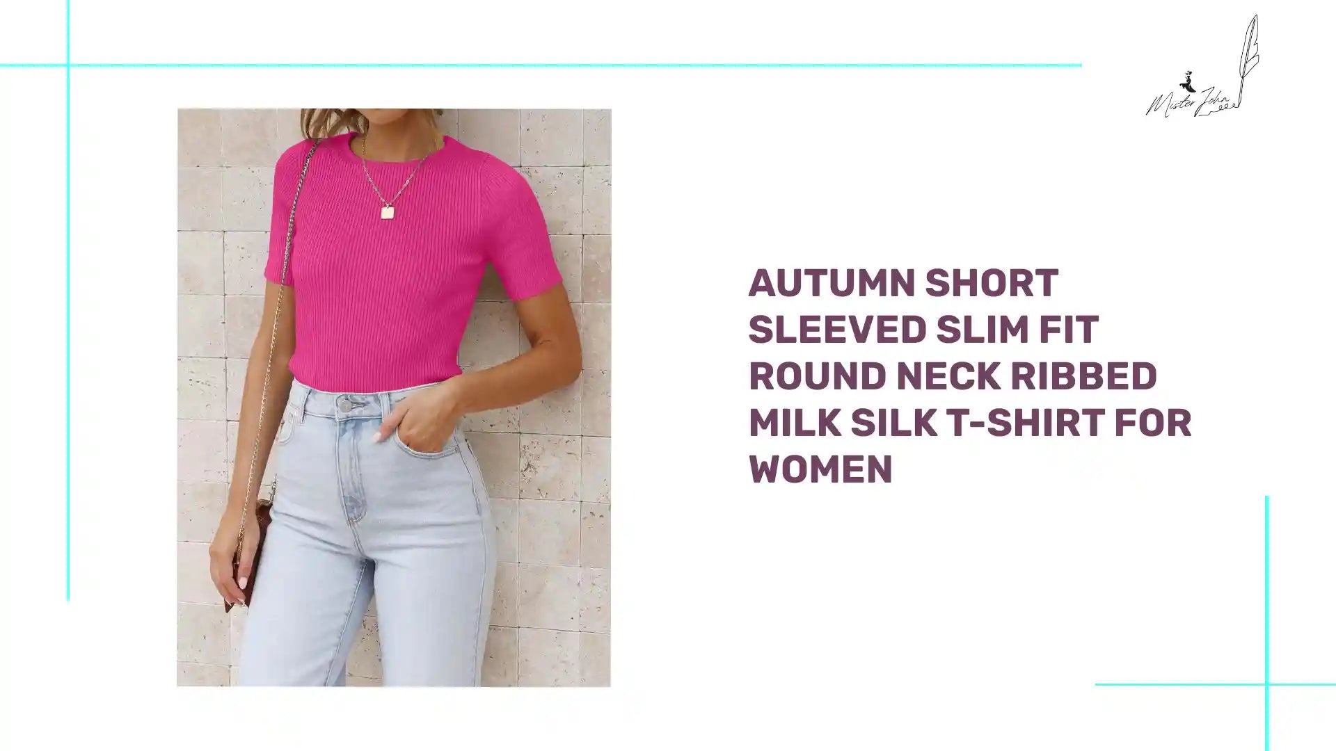 Autumn short sleeved slim fit round neck ribbed milk silk t-shirt for women by@Outfy