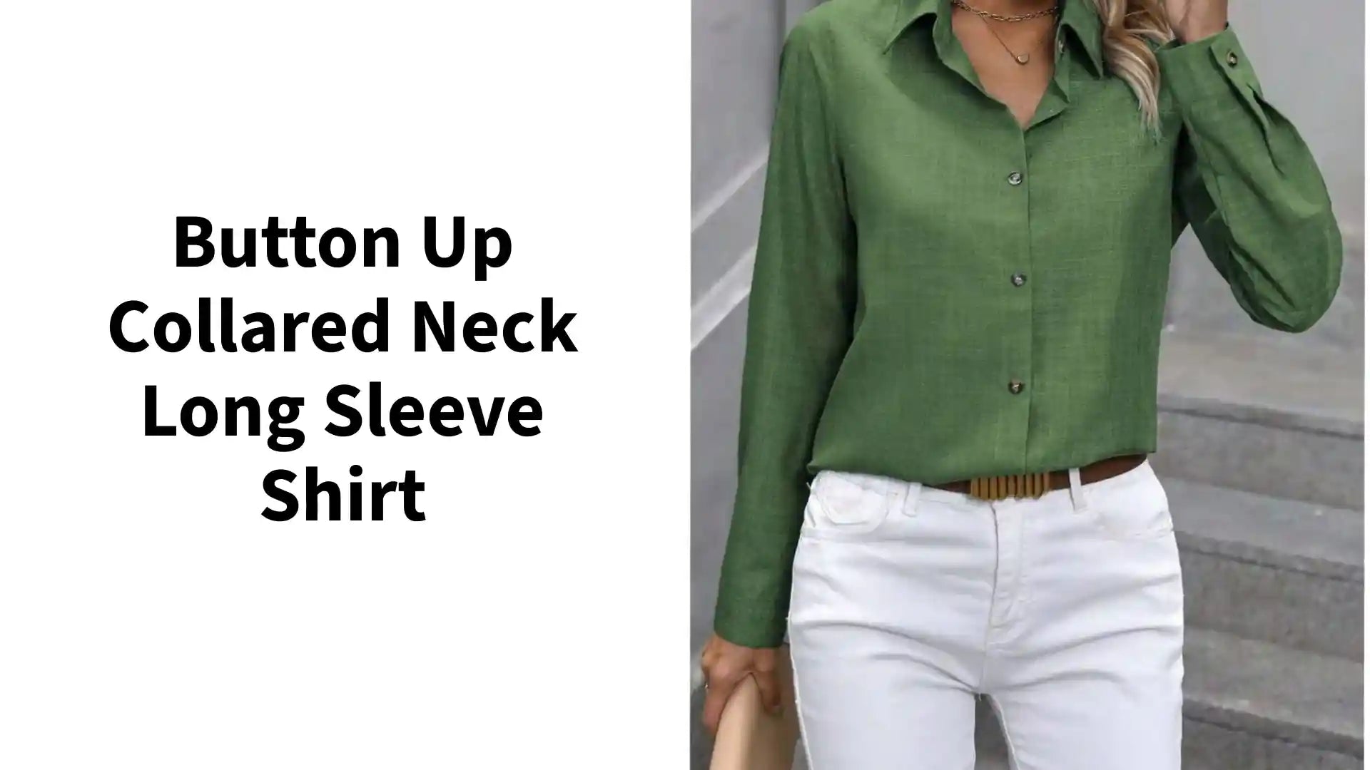 Button Up Collared Neck Long Sleeve Shirt by@Outfy
