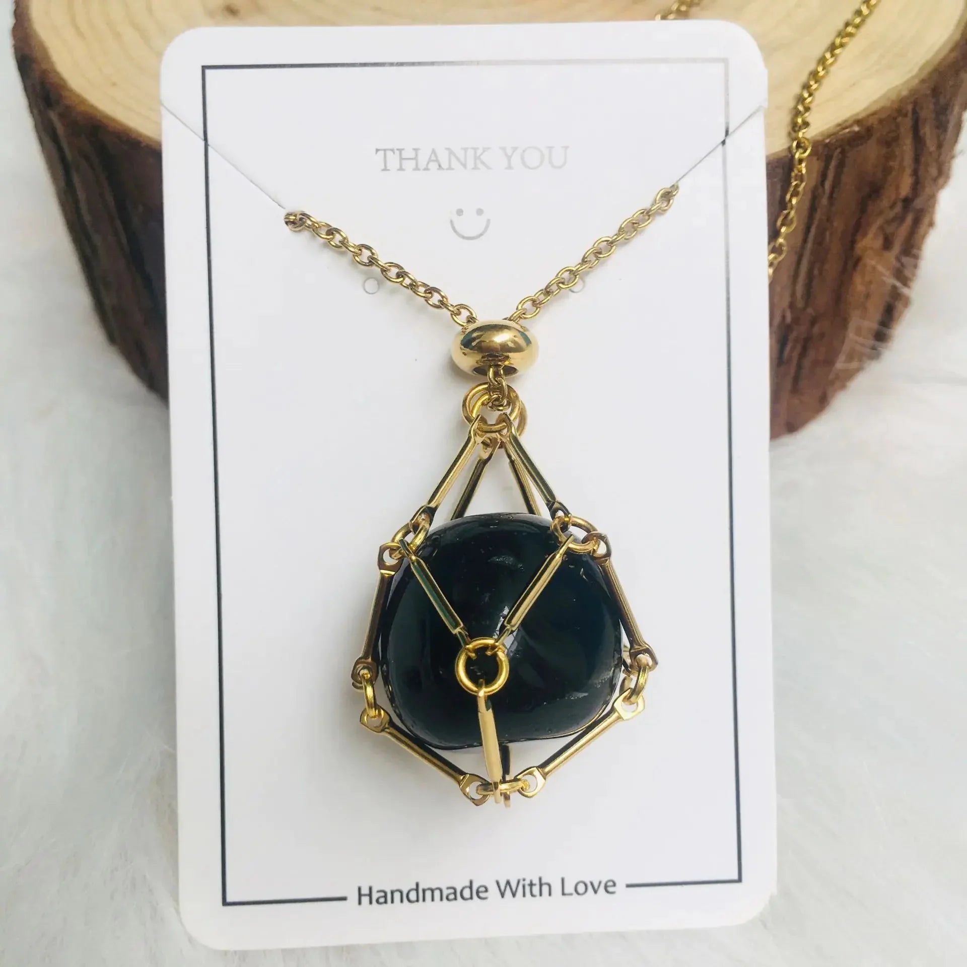 Crystal Raw Stone Pendant Necklace ZENDROP