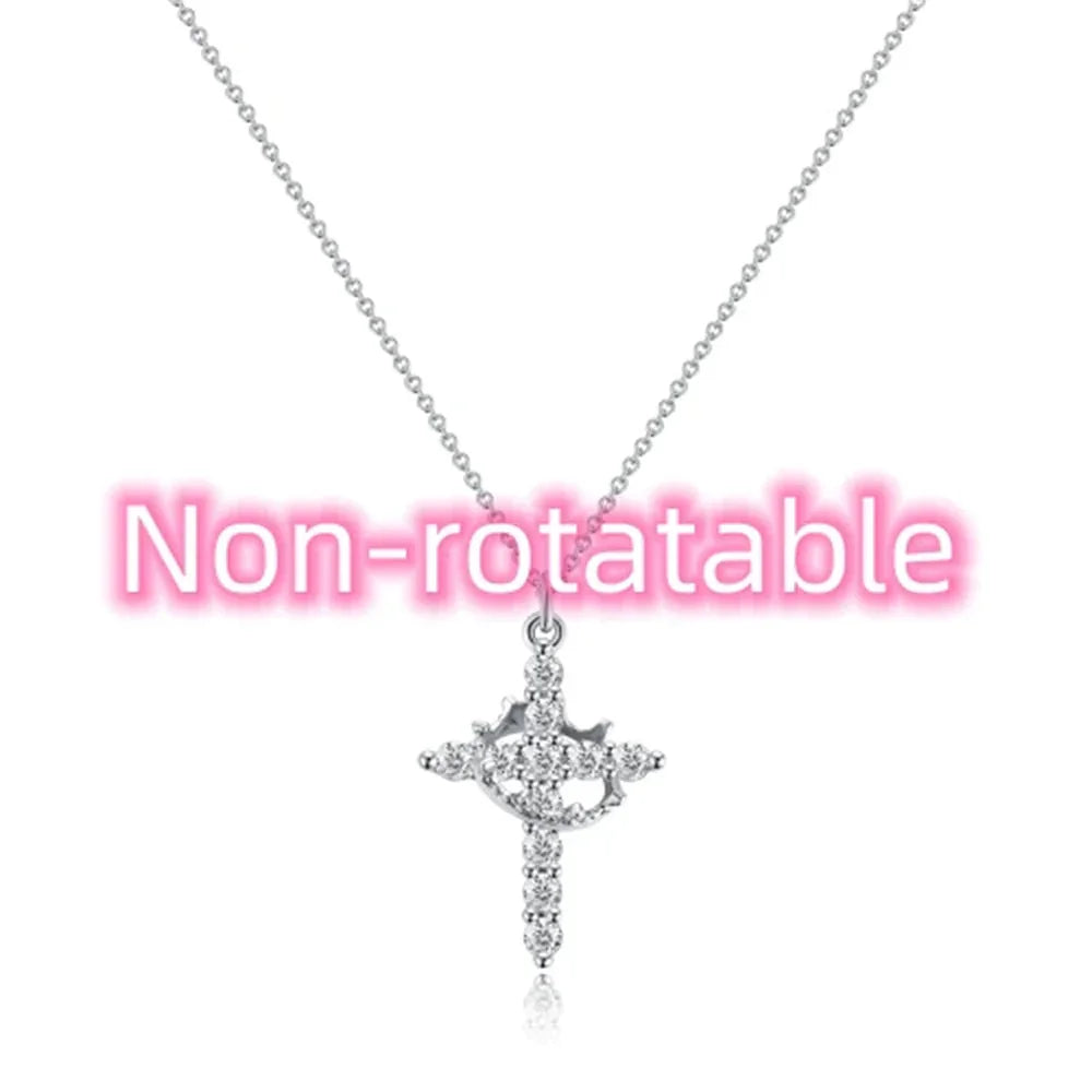 Rotatable Cross Crown Necklace ZENDROP