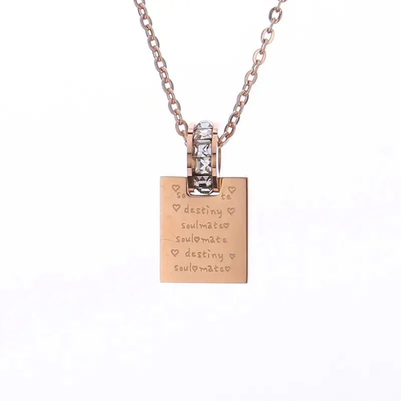 18K Rose Gold Plated Titanium Steel Letter Necklace ZENDROP