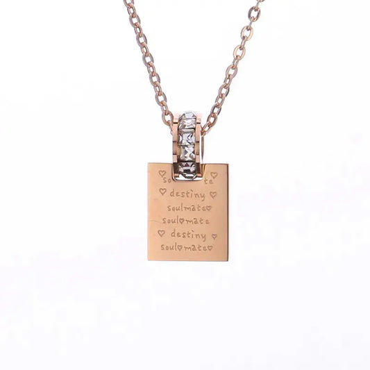 18K Rose Gold Plated Titanium Steel Letter Necklace ZENDROP