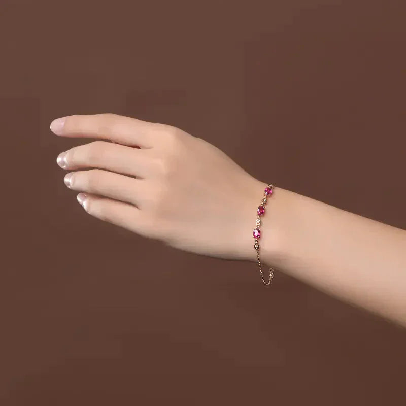 Imitation Red Tourmaline Color Gem Bracelet ZENDROP