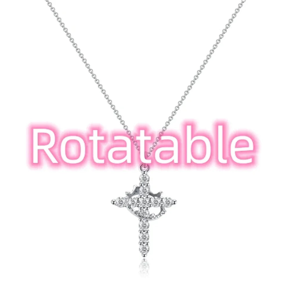 Rotatable Cross Crown Necklace ZENDROP