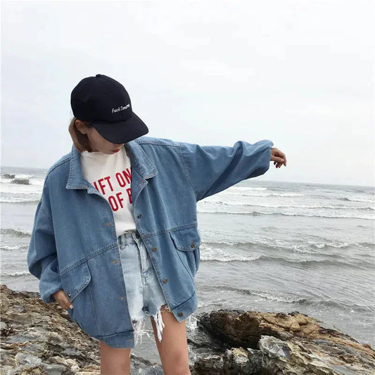 BF Style Patch Badge Denim Jacket for Women ZENDROP