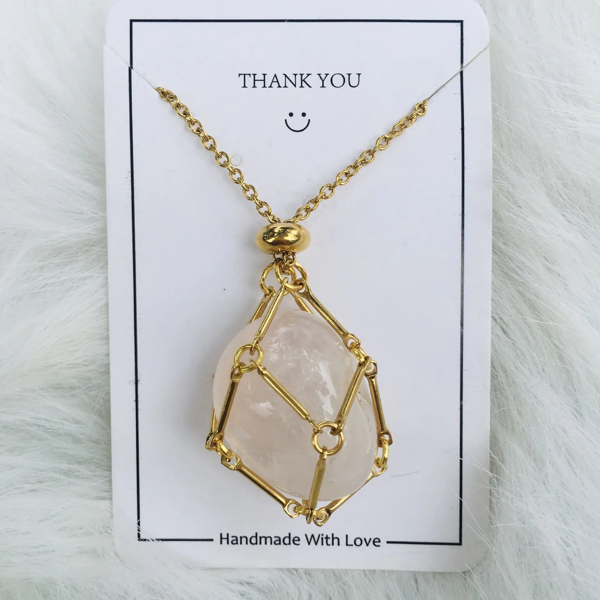 Crystal Raw Stone Pendant Necklace ZENDROP