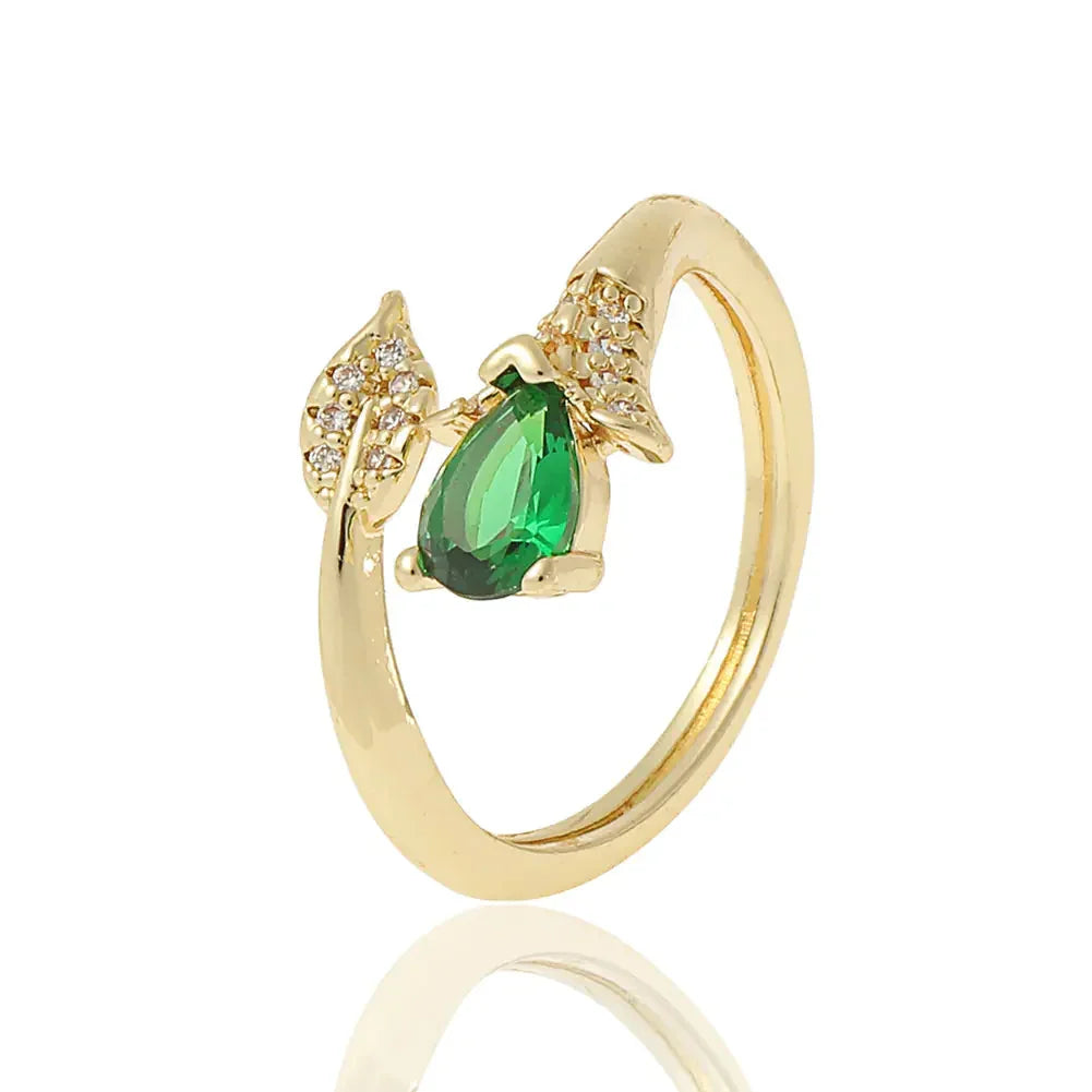 Copper Plated Gold Inlaid Zircon Fashion Ring ZENDROP