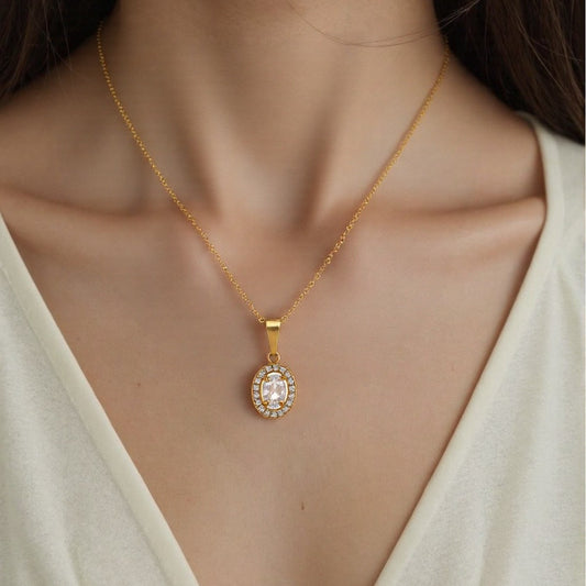 Red Style Light Luxury Rhinestone Zircon Stainless Steel Necklace Women's High-grade Earrings