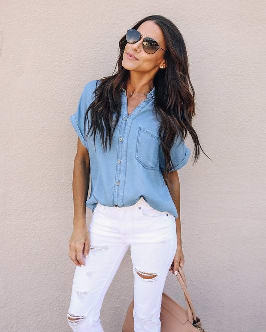 Button irregular T-shirt Fashion Shirt
