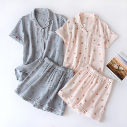 Pure Cotton Gauze Pajamas Ladies Short-sleeved Thin Home Wear