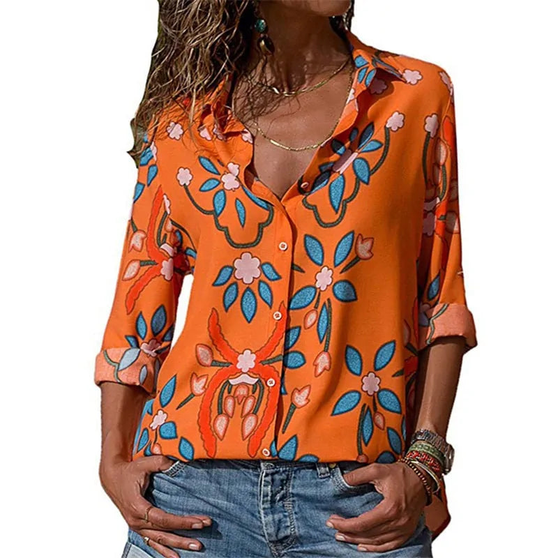 Women's Long Sleeve Chiffon Turtleneck Blouse