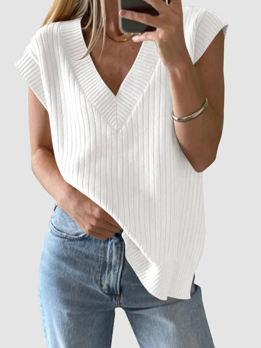 V-neck sleeveless casual loose pullover sweater vest