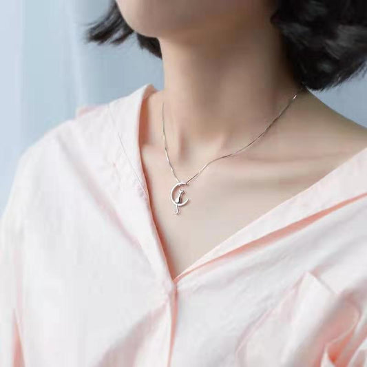 Sterling Silver Cat Charm Pendant Necklaces for Women New Fashion Jewely Small Chokers Necklaces Fine Jewelry eprolo