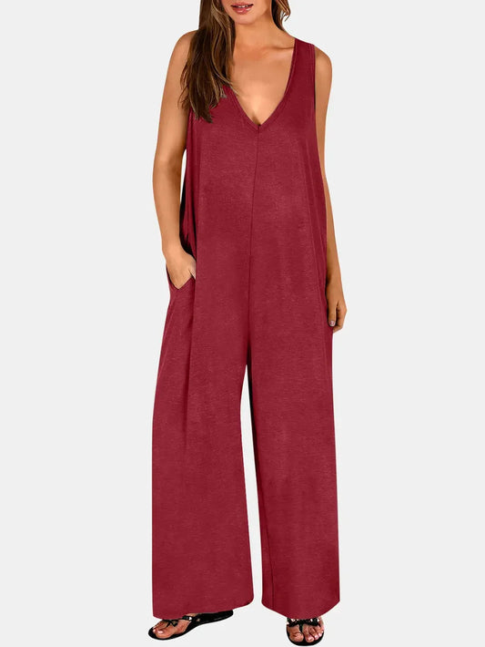 V-Neck Wide Strap Jumpsuit eprolo