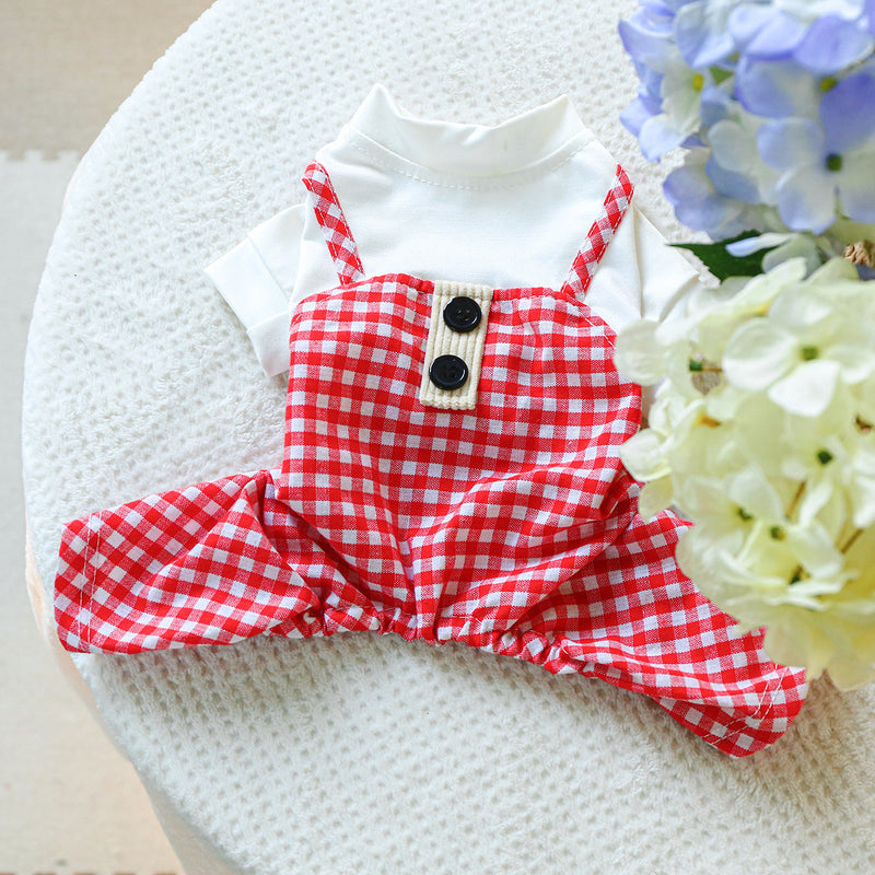 Fashion Personalized Pet Dog Plaid Overalls