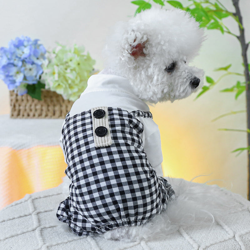 Fashion Personalized Pet Dog Plaid Overalls