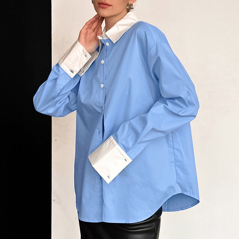 European and American design casual versatile shirt niche long sleeved top for women