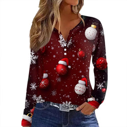 Shirts for Women 2024 Trendy Plus Size Print Loose Fit Tunic Tops to Wear with Leggings Ladies Fall Fashion Long Sleeve Blouse Dressy Casual Holiday Outfits (E VermilionXX-Large)