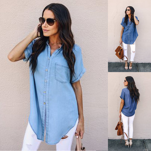 Button irregular T-shirt Fashion Shirt