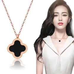 18K  Rose Gold Lucky Double-Sided Clover Necklace