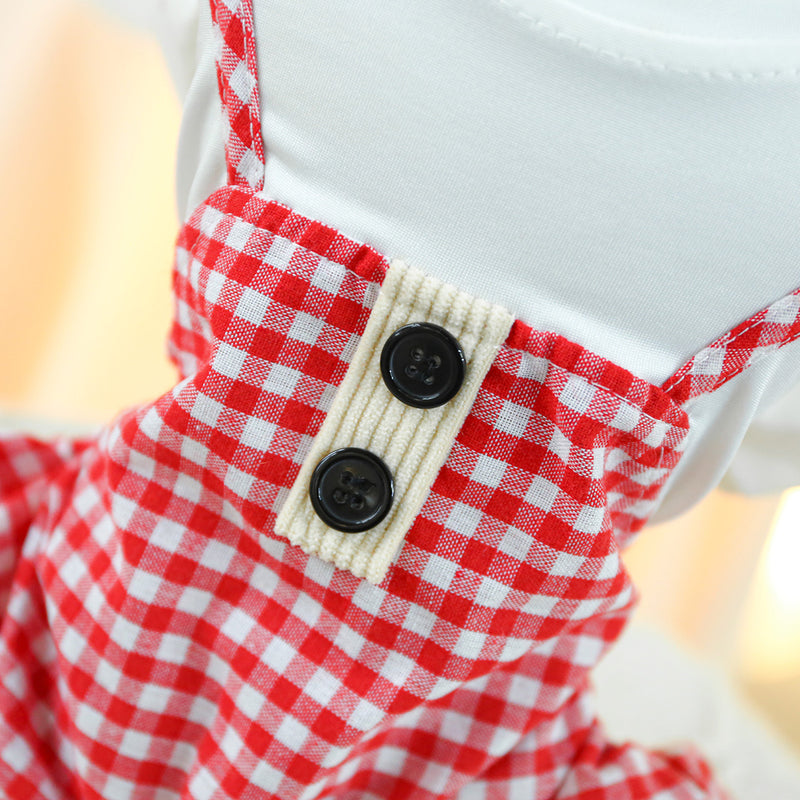 Fashion Personalized Pet Dog Plaid Overalls