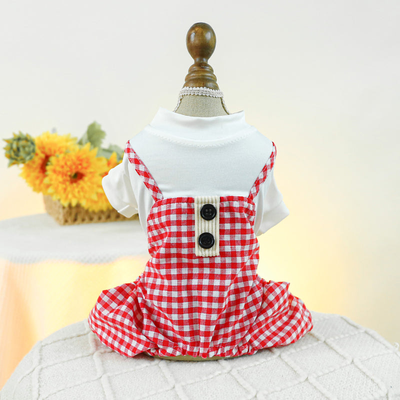 Fashion Personalized Pet Dog Plaid Overalls