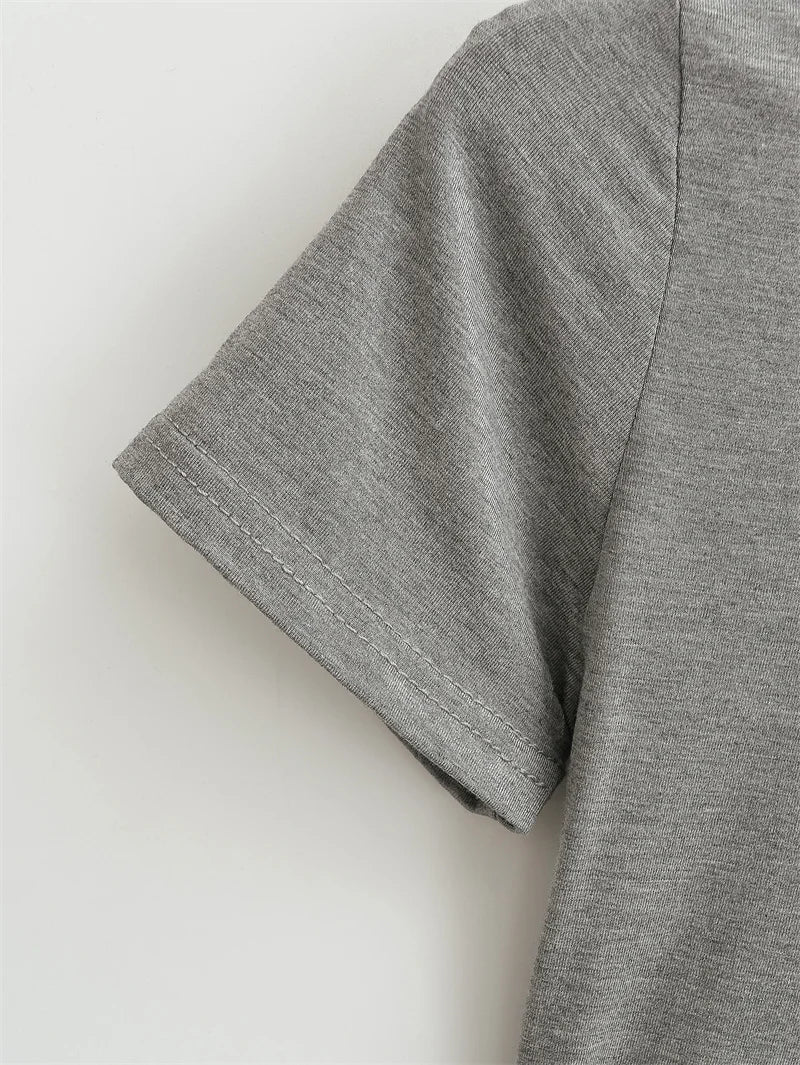 New High Quality Casual T shirt Slim Short Sleeves Fashion Trend Solid Women Clothing Tops