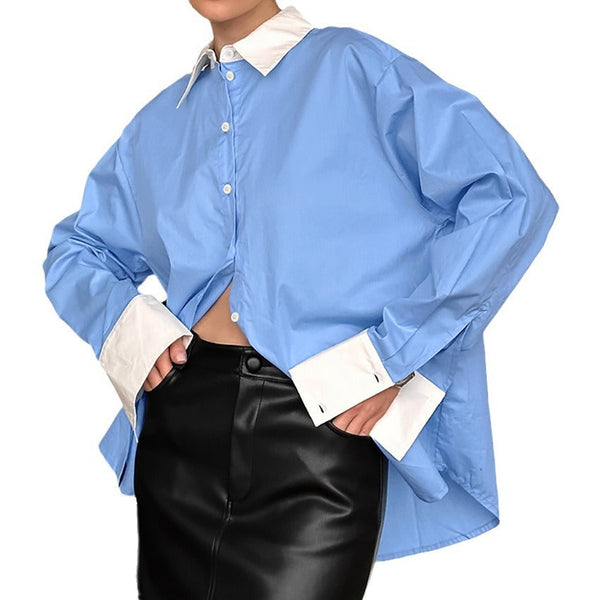 European and American design casual versatile shirt niche long sleeved top for women