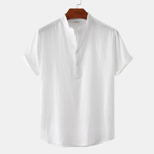 Summer Mens Cotton Casual Short Sleeved Shirt Beach T Shirt