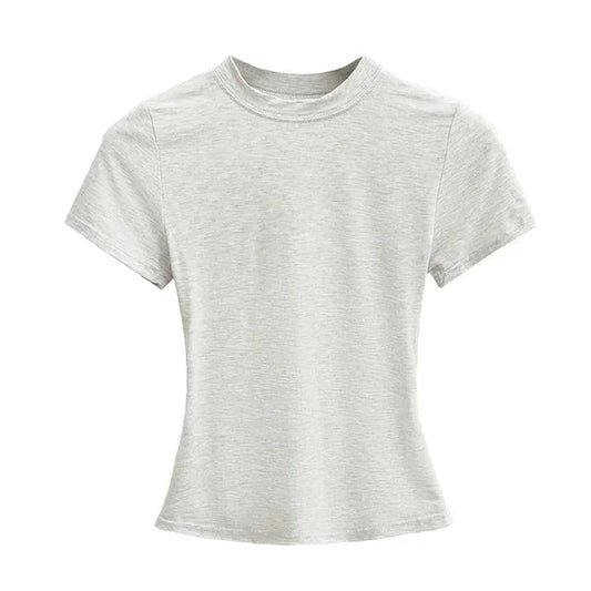 New High Quality Casual T shirt Slim Short Sleeves Fashion Trend Solid Women Clothing Tops eprolo