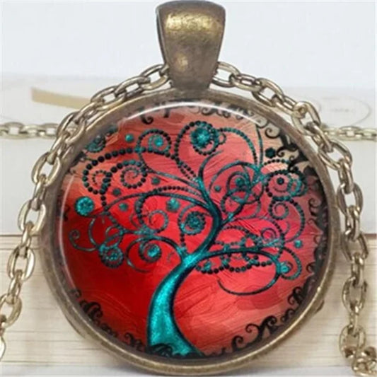 Tree of Life Glass Pendant Necklace