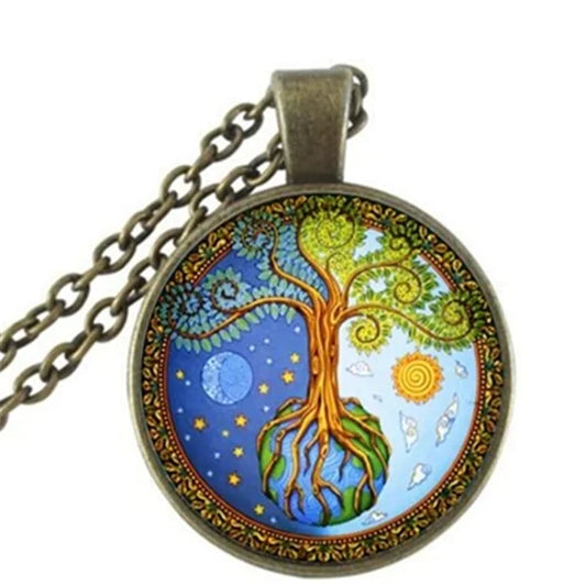 Tree of Life Glass Pendant Necklace
