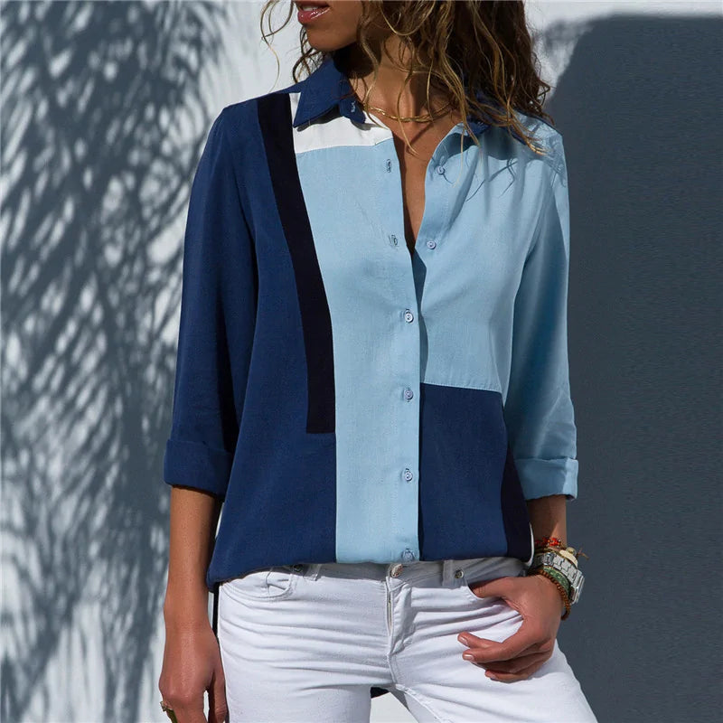 Women's Long Sleeve Chiffon Turtleneck Blouse