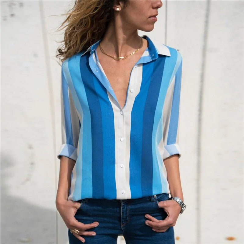 Women's Long Sleeve Chiffon Turtleneck Blouse