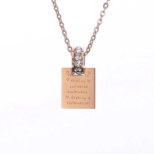 18K Rose Gold Plated Titanium Steel Letter Necklace