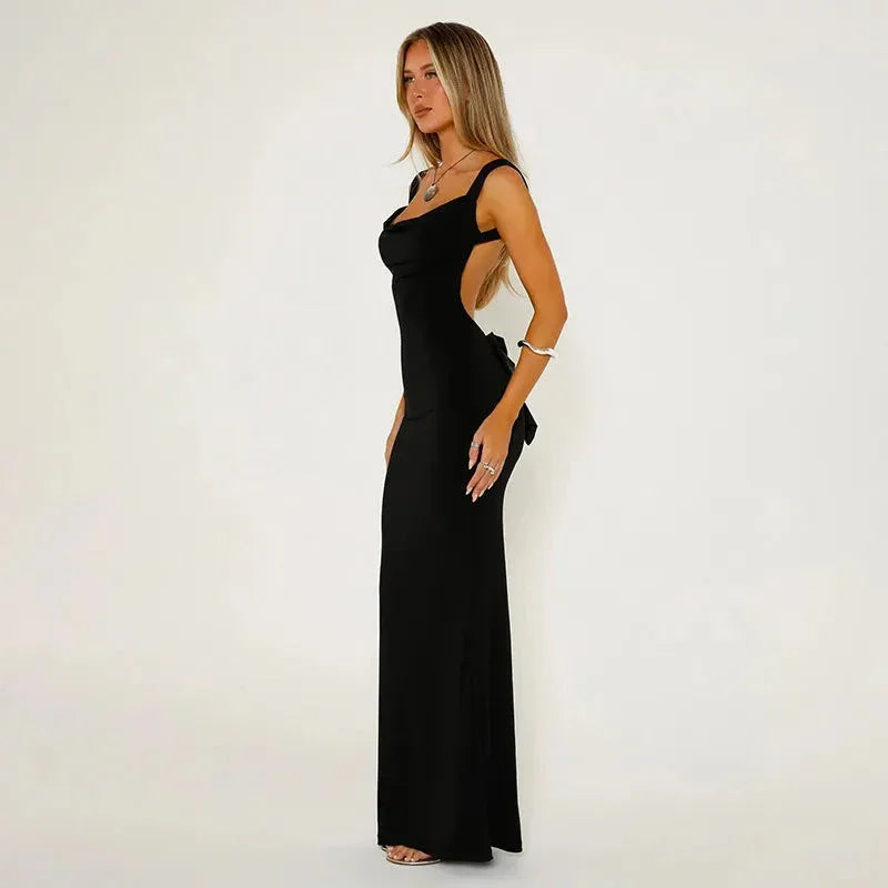 Spring New Women's Clothing Fashion Suspenders Stylish Backless Bow Slim Sheath Dress Women ZENDROP